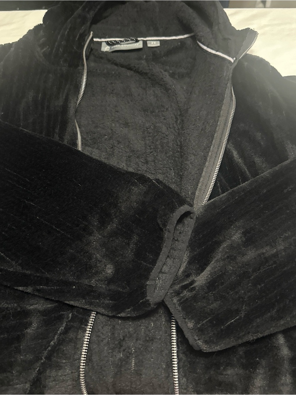 Free Country Black Plush Teddy Jacket with Zip Front